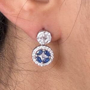 Elegant Blue and Silver Drop Earrings